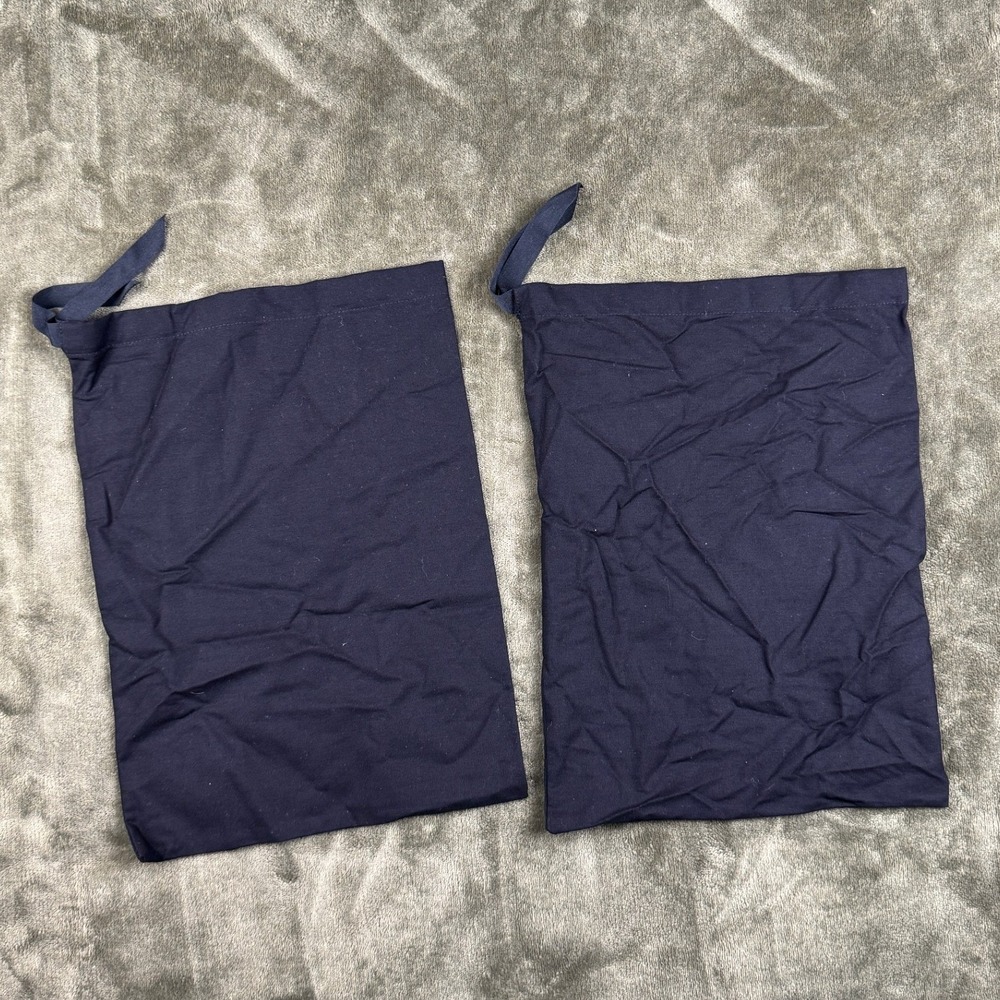 Chanel Navy Blue Cotton Drawstring Dust Bags Set of 2 Luxury Storage 13.5x10 - Picture 3 of 6